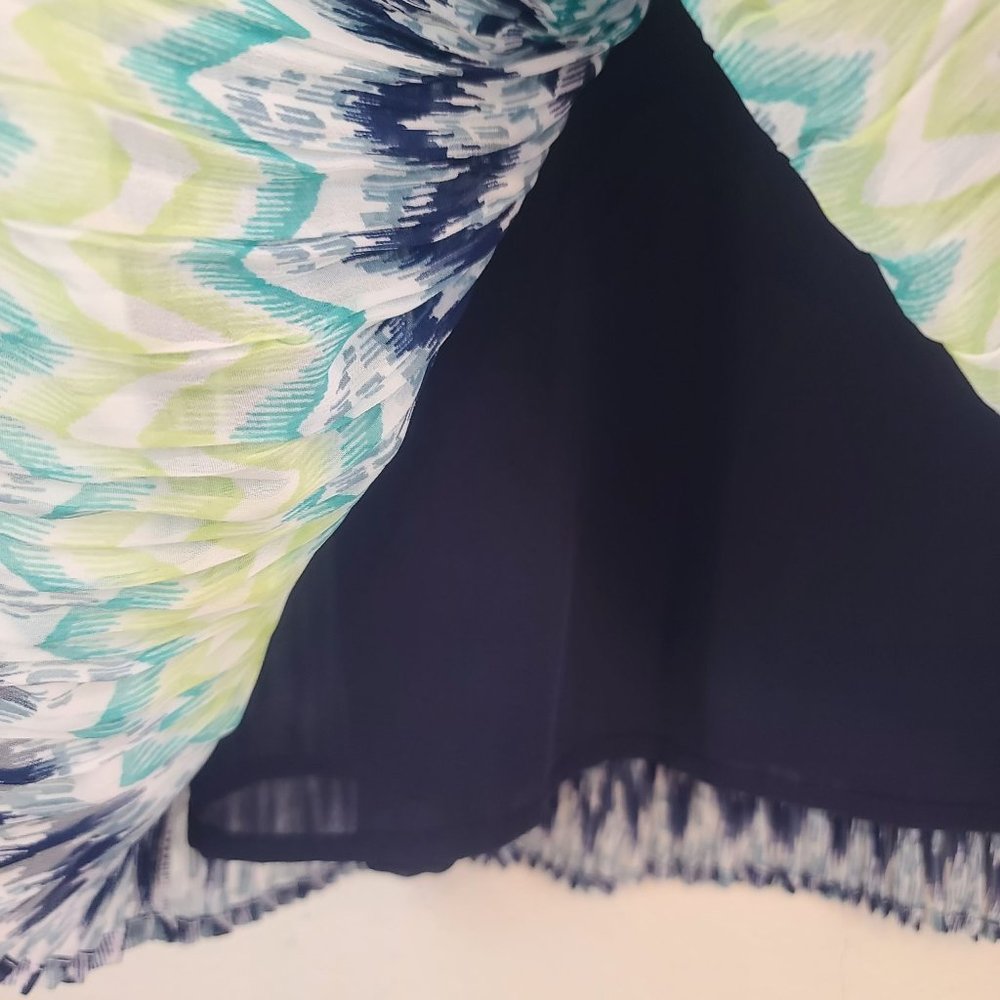 Alfred Dunner Womens Sz 14 Pleated Midi Skirt Boho Blue Green Casual Summer VTG - Picture 4 of 7